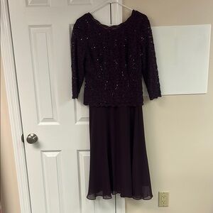 Alex Evenings Sequined Lace Contrast Dress